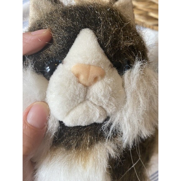 Unknown Cat Stuffed Animal Plush Fluffy Tail Brown White 10" - Picture 5 of 12